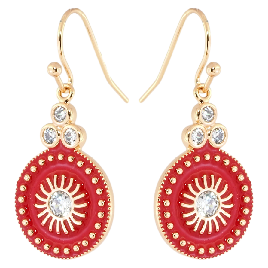 Сережки Xuping Позолота 18K французький замок Декоративні підвіски з червоною емаллю фото №1