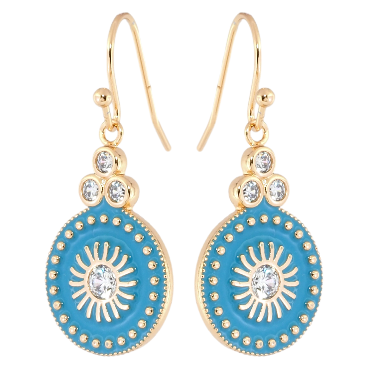 Сережки Xuping Позолота 18K французький замок Декоративні підвіски з блакитною емаллю фото №3