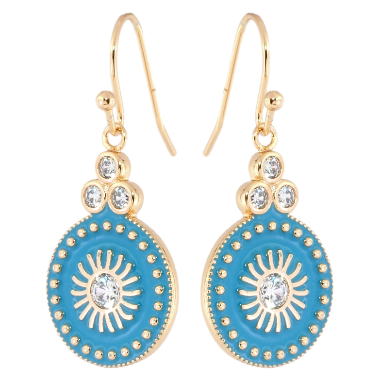 Сережки Xuping Позолота 18K французький замок Декоративні підвіски з блакитною емаллю фото №1