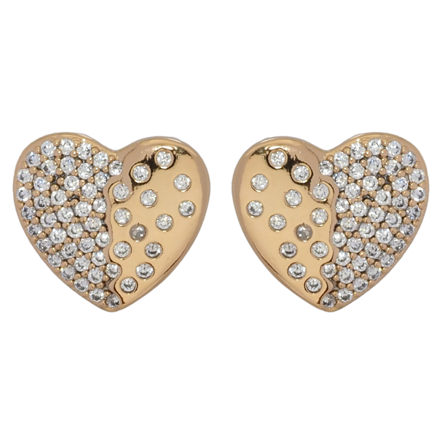 Серьги Xuping Позолота 18K пусеты Сердечки с цирконием фото №1