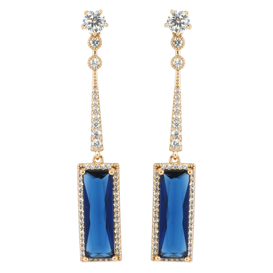 Серьги Xuping Позолота 18K пусеты Подвески с синими фианитами и цирконием фото №1
