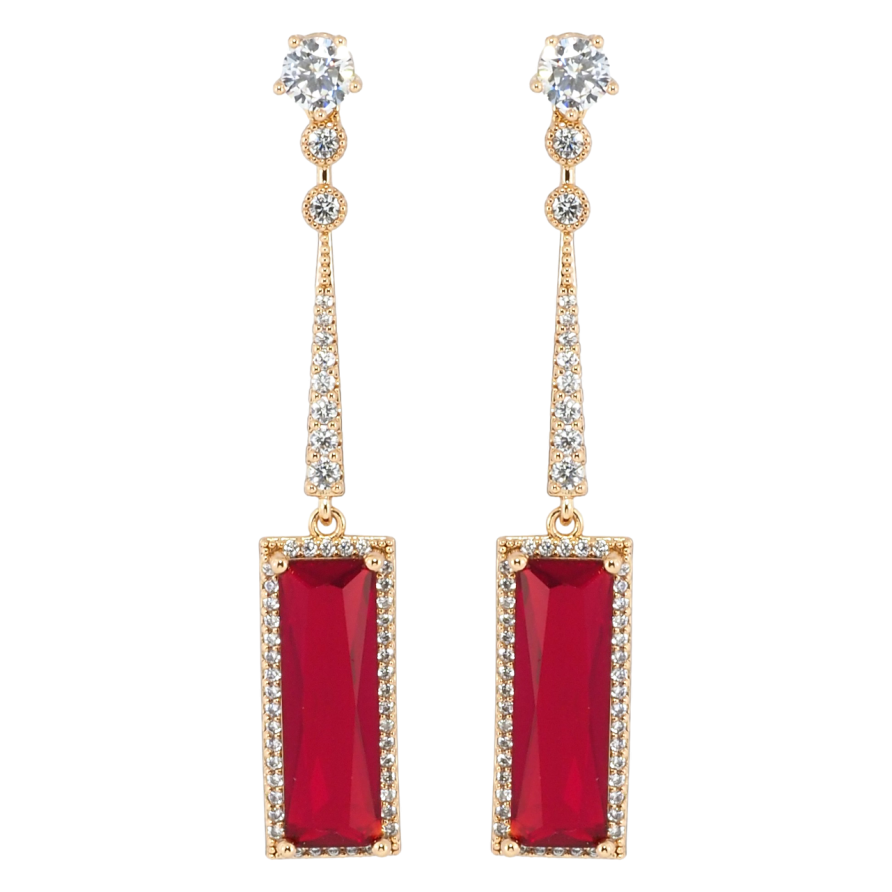 Серьги Xuping Позолота 18K пусеты Подвески с красными фианитами и цирконием фото №1