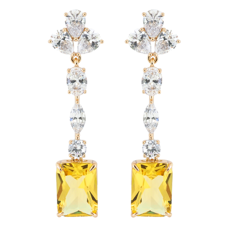 Серьги Xuping Позолота 18K пусеты Кристальные подвески с желтыми фианитами фото №19 Серьги Xuping Позолота 18K пусеты Кристальные подвески с желтыми фианитами фото №19