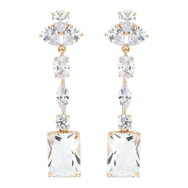 Сережки Xuping Позолота 18K пусети Кришталеві підвіски з фіанітами фото №1