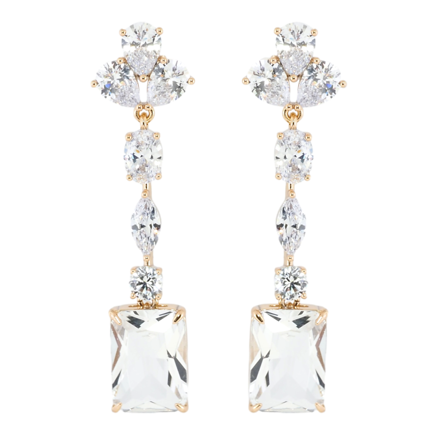 Серьги Xuping Позолота 18K пусеты Кристальные подвески с фианитами фото №1 Серьги Xuping Позолота 18K пусеты Кристальные подвески с фианитами фото №1