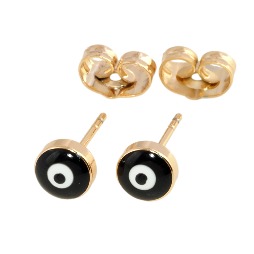 Серьги Xuping Позолота 18K пусеты Оберег черный Глаз Фатимы ø 6мм фото №1 Серьги Xuping Позолота 18K пусеты Оберег черный Глаз Фатимы ø 6мм фото №1