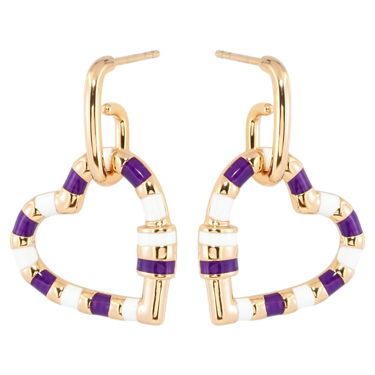 Серьги Xuping Позолота 18K пусеты Сердечки с бело-сиреневой эмалью фото №17 Серьги Xuping Позолота 18K пусеты Сердечки с бело-сиреневой эмалью фото №17