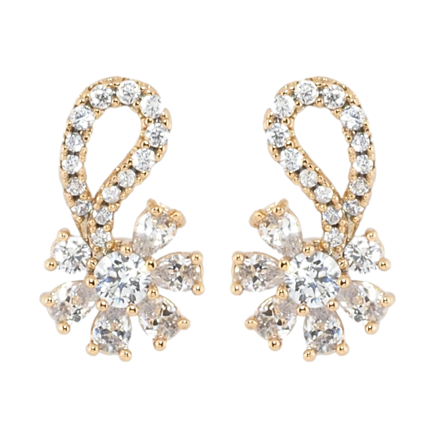 Сережки Xuping Позолота 18K пусети Квіточки з цирконієм фото №1