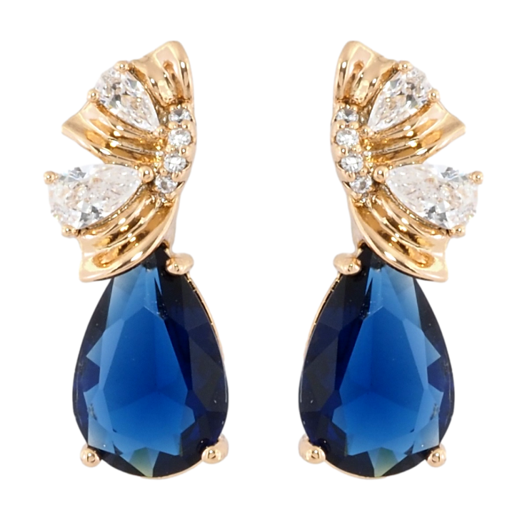 Серьги Xuping Позолота 18K пусеты Декоративный узор с синими фианитами фото №23 Серьги Xuping Позолота 18K пусеты Декоративный узор с синими фианитами фото №23