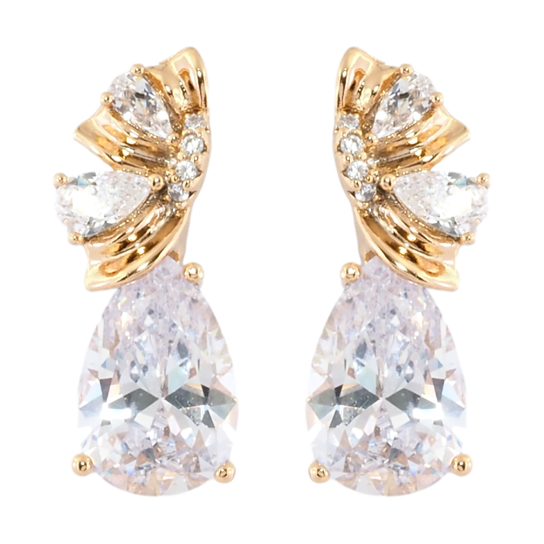 Сережки Xuping Позолота 18K пусети Декоративний візерунок з фіанітами фото №1