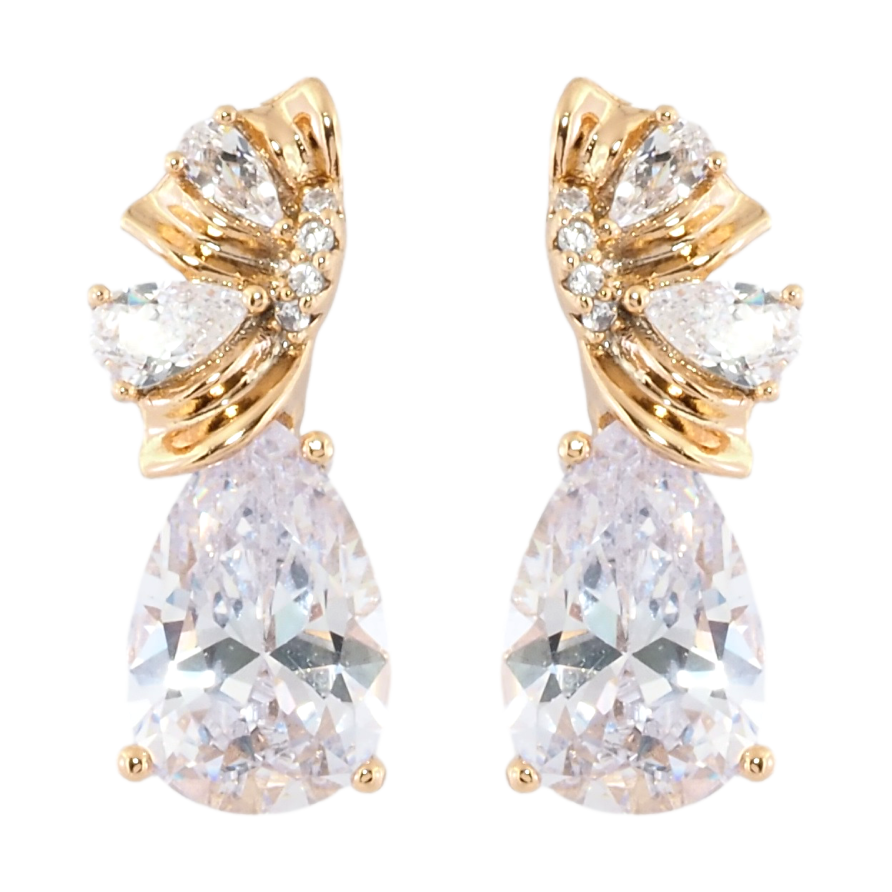 Серьги Xuping Позолота 18K пусеты Декоративный узор с фианитами фото №1