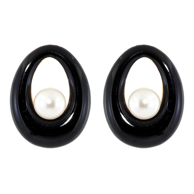 Серьги Xuping Позолота 18K пусеты Черные капельки с эмалью и жемчугом фото №18 Серьги Xuping Позолота 18K пусеты Черные капельки с эмалью и жемчугом фото №18