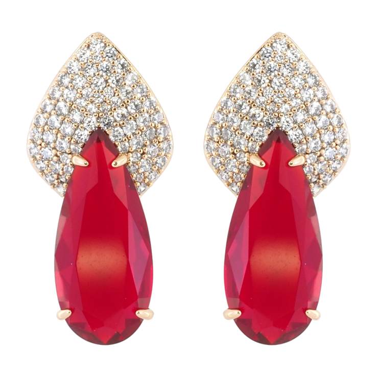 Сережки Xuping Позолота 18K пусети Візерунок з інкрустацією цирконієм і червоним фіанітом фото №5 Сережки Xuping Позолота 18K пусети Візерунок з інкрустацією цирконієм і червоним фіанітом фото №5