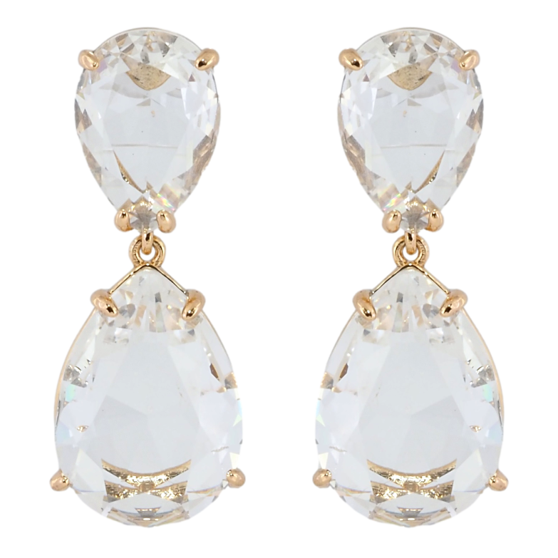 Серьги Xuping Позолота 18K пусеты Два фианита фото №1