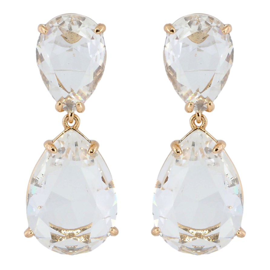 Серьги Xuping Позолота 18K пусеты Два фианита фото №1