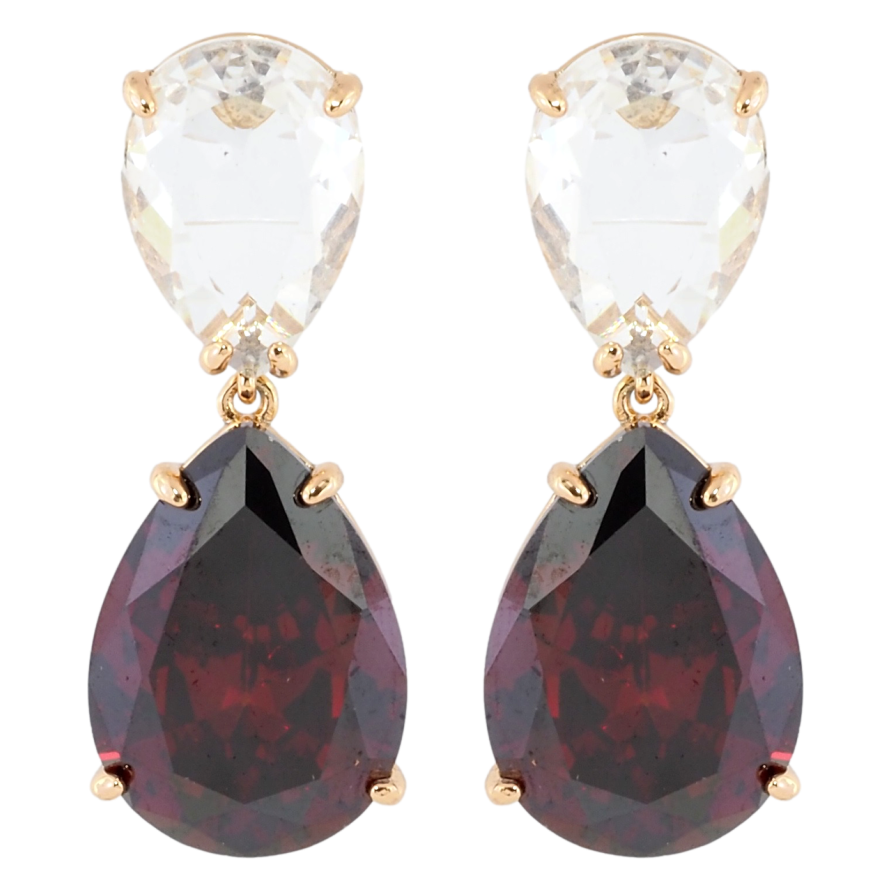 Серьги Xuping Позолота 18K пусеты Два фианита фото №1