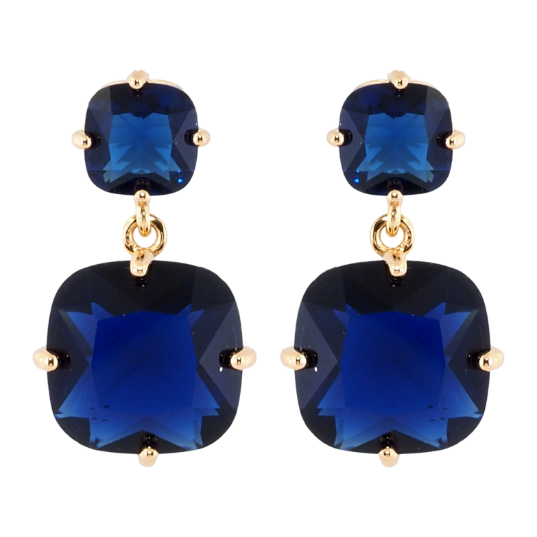 Серьги Xuping Позолота 18K пусеты Два синих фианита фото №1 Серьги Xuping Позолота 18K пусеты Два синих фианита фото №1