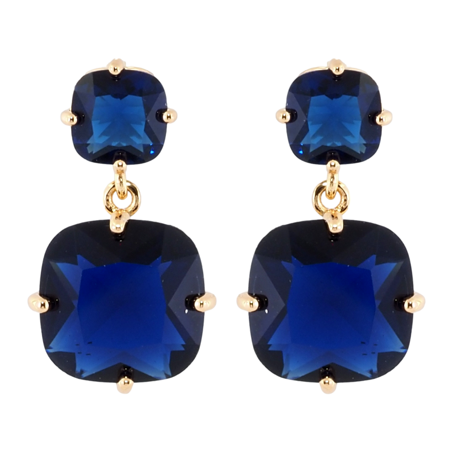 Серьги Xuping Позолота 18K пусеты Два синих фианита фото №1 Серьги Xuping Позолота 18K пусеты Два синих фианита фото №1