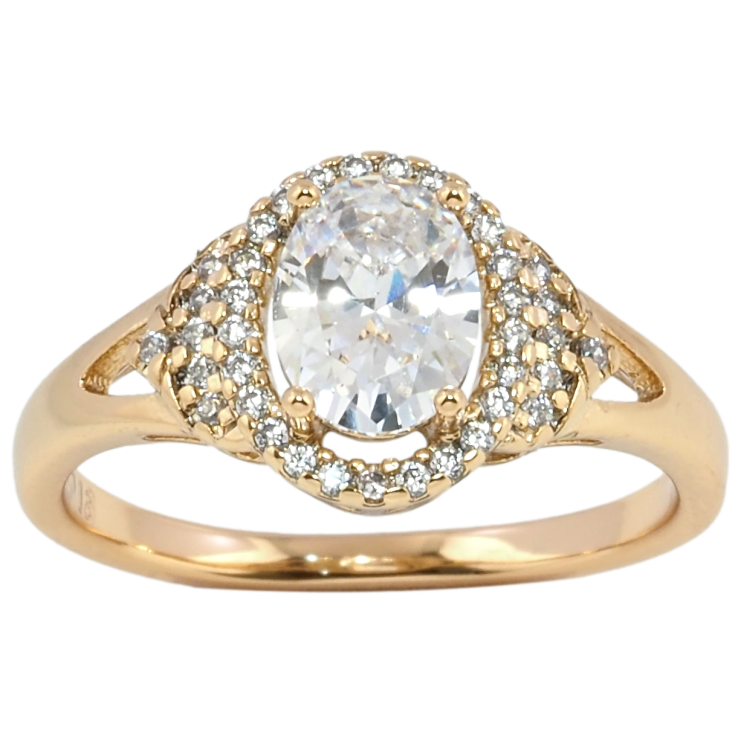 Кольцо Xuping Позолота 18K Фианит в обрамлении циркония фото №15