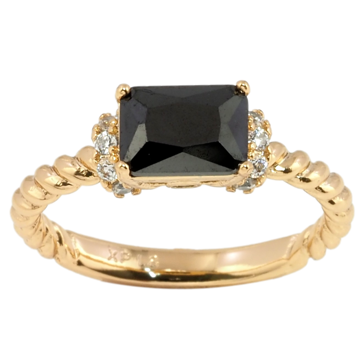 Кольцо Xuping Позолота 18K Черный фианит с цирконием фото №8