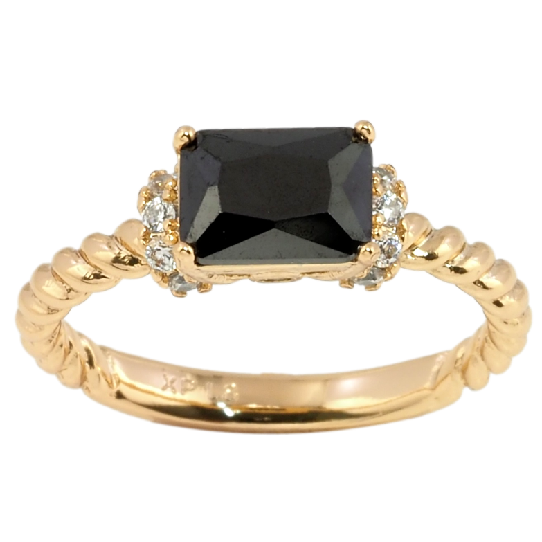Кольцо Xuping Позолота 18K Черный фианит с цирконием фото №1