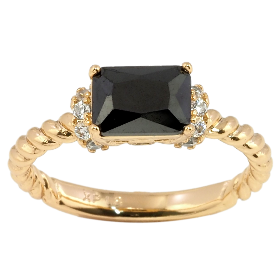 Кольцо Xuping Позолота 18K Черный фианит с цирконием фото №1
