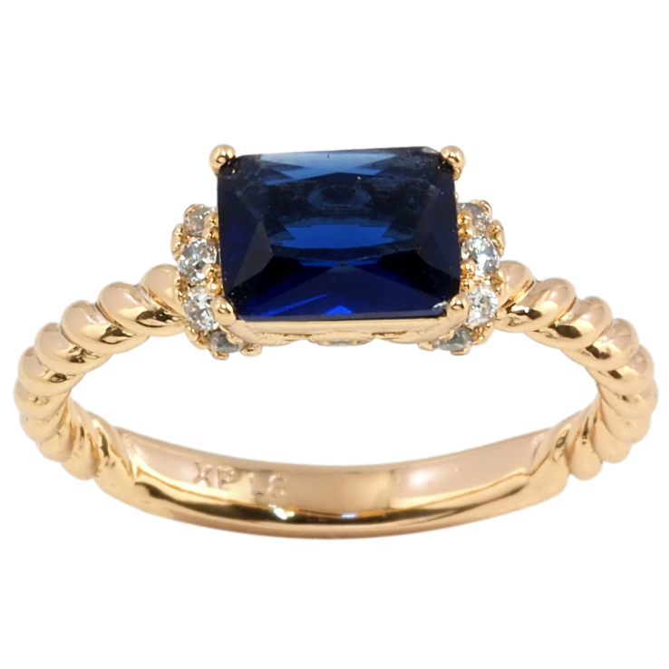 Кольцо Xuping Позолота 18K Синий фианит с цирконием фото №23