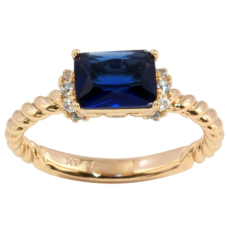 Каблучка Xuping Позолота 18K Синій фіаніт з цирконієм фото №1