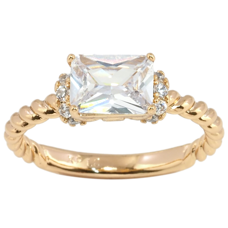 Кольцо Xuping Позолота 18K Фианит с цирконием фото №7