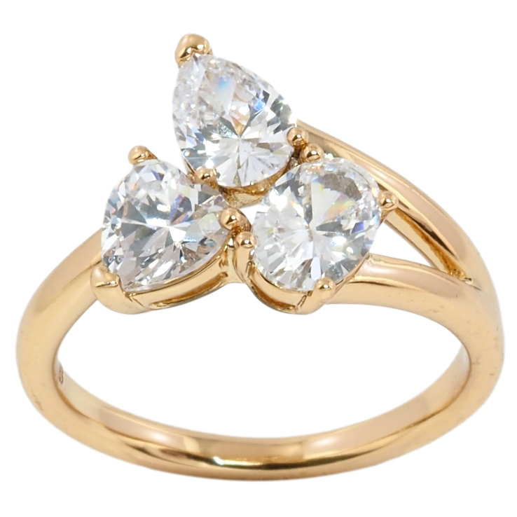 Кольцо Xuping Позолота 18K Три фианита фото №19