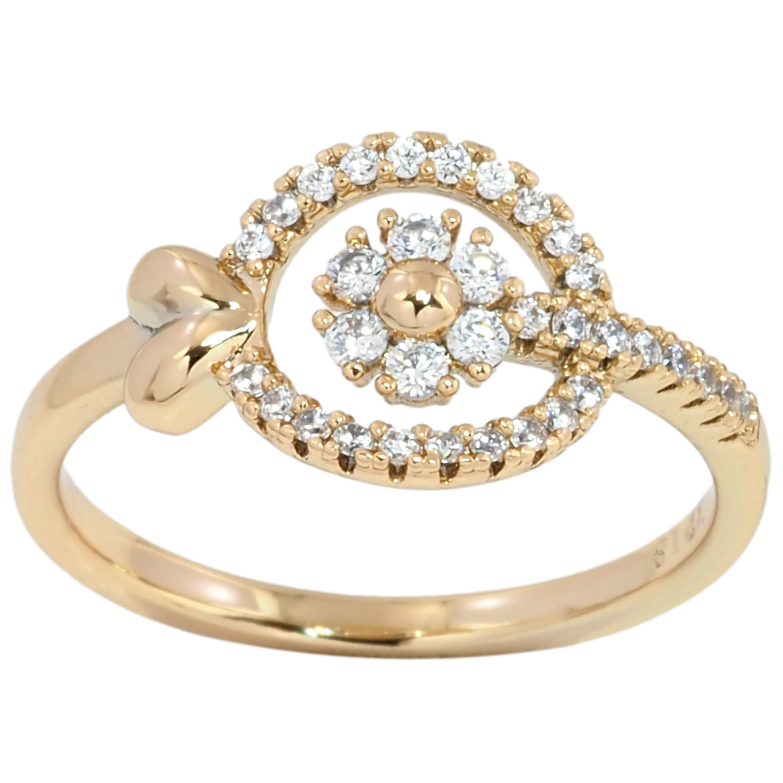 Кольцо Xuping Позолота 18K Цветочный узор с цирконием фото №1