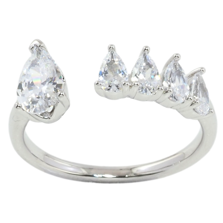 Каблучка Xuping Родій Кришталеві крапельки фото №1