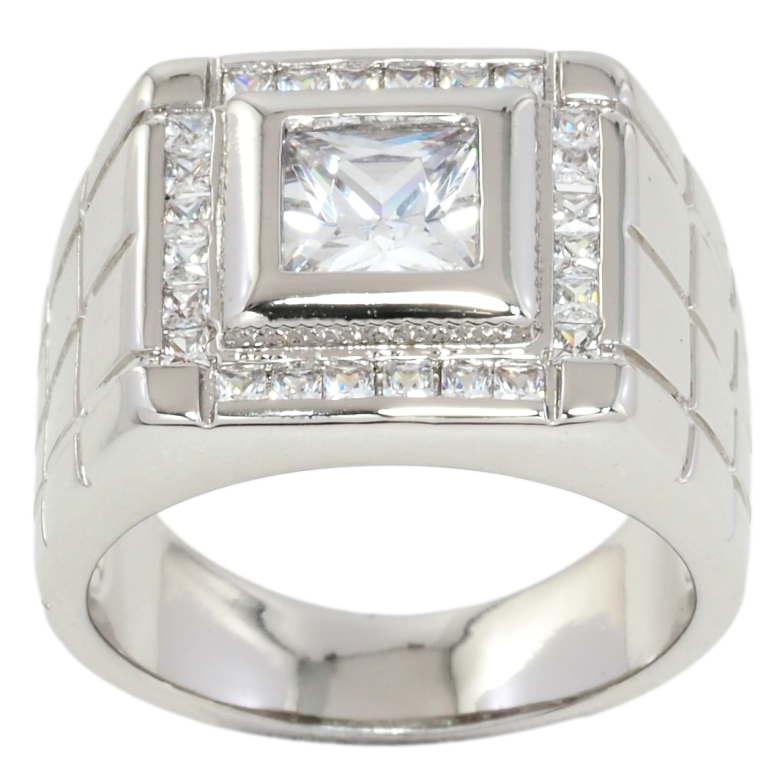 Перстень Xuping Родій Фіаніт в обрамленні цирконію фото №1 Перстень Xuping Родій Фіаніт в обрамленні цирконію фото №1