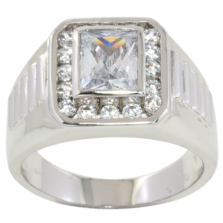 Перстень Xuping Родій Фіаніт в обрамленні цирконію фото №1 Перстень Xuping Родій Фіаніт в обрамленні цирконію фото №1