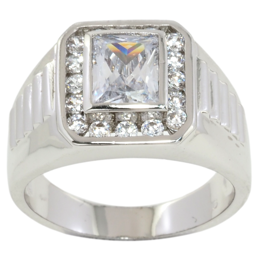 Перстень Xuping Родій Фіаніт в обрамленні цирконію фото №1 Перстень Xuping Родій Фіаніт в обрамленні цирконію фото №1