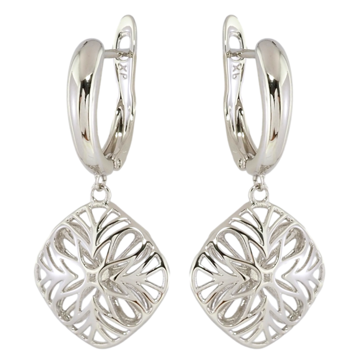 Серьги Xuping Родий английский замок Резные подвески фото №19