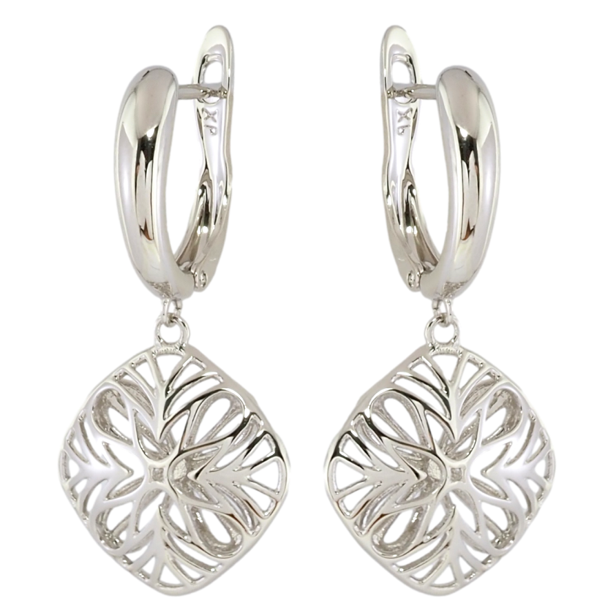 Серьги Xuping Родий английский замок Резные подвески фото №1