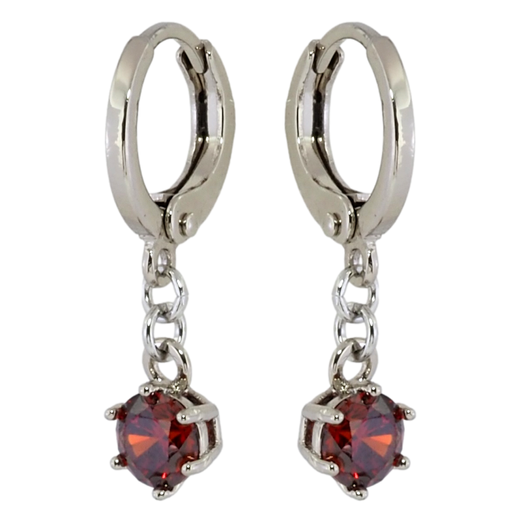 Сережки Xuping Родій підвіски на колечках Червоні фіаніти ø 5мм фото №14