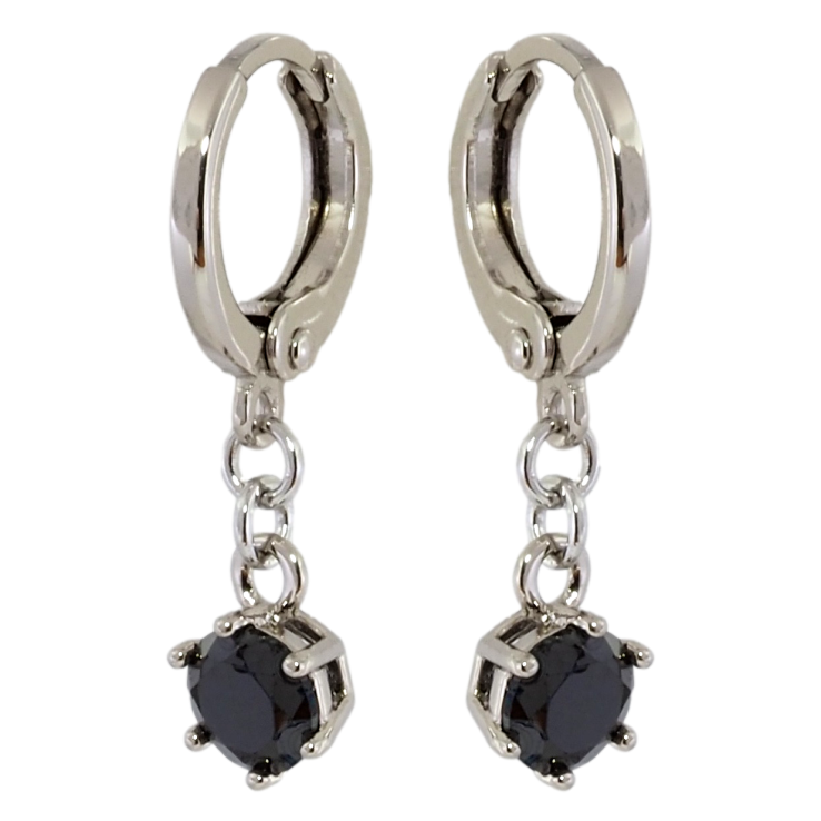Сережки Xuping Родій підвіски на колечках Чорні фіаніти ø 5мм фото №13
