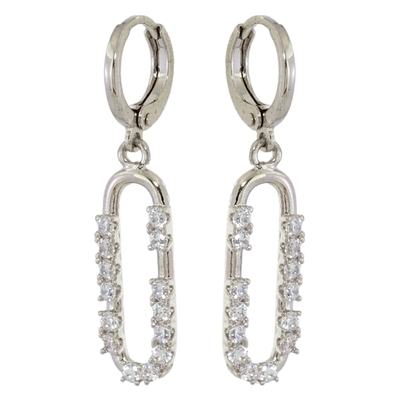 Сережки Xuping Родій підвіски на колечках Овальні підвіски з цирконієм фото №1