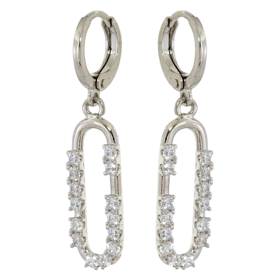 Сережки Xuping Родій підвіски на колечках Овальні підвіски з цирконієм фото №1