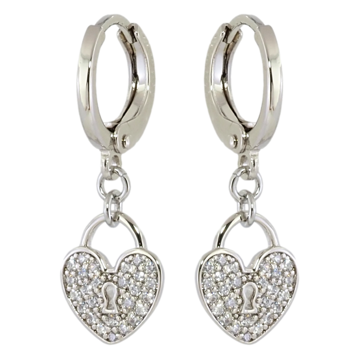 Серьги Xuping Родий подвески на колечках Сердечки-замочки с цирконием фото №16
