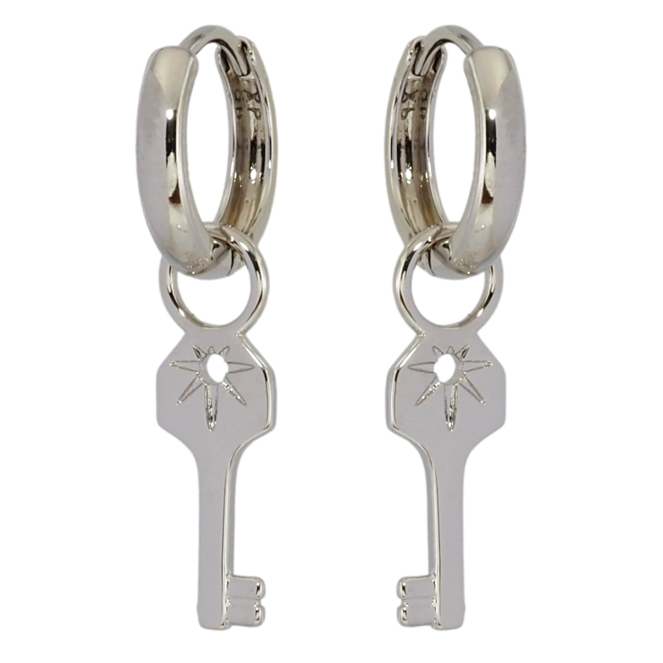 Серьги Xuping Родий подвески на колечках Ключики 2 в 1 фото №5