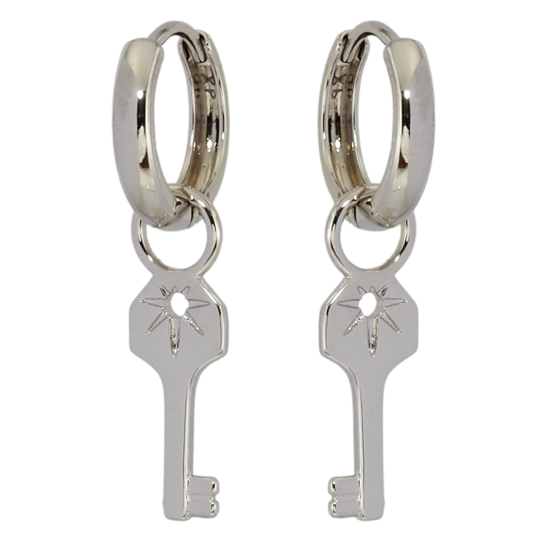 Сережки Xuping Родій підвіски на колечках Ключики 2 в 1 фото №2 Сережки Xuping Родій підвіски на колечках Ключики 2 в 1 фото №2