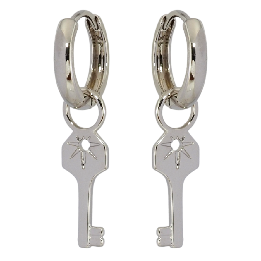 Серьги Xuping Родий подвески на колечках Ключики 2 в 1 фото №1 Серьги Xuping Родий подвески на колечках Ключики 2 в 1 фото №1