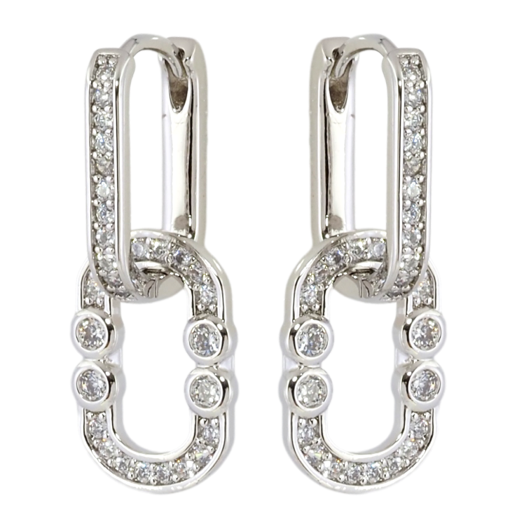 Сережки Xuping Родій підвіски на колечках Овальні підвіски з цирконієм 2 в 1 фото №24