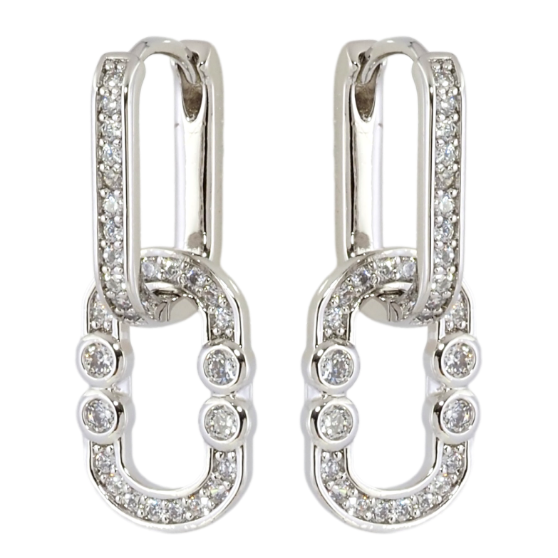 Сережки Xuping Родій підвіски на колечках Овальні підвіски з цирконієм 2 в 1 фото №1