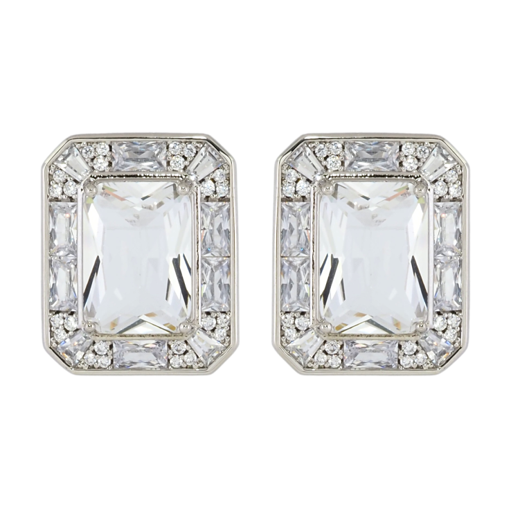 Серьги Xuping Родий пусеты Фианит в обрамлении циркония фото №13