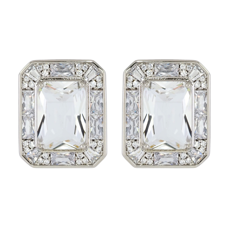 Серьги Xuping Родий пусеты Фианит в обрамлении циркония фото №1