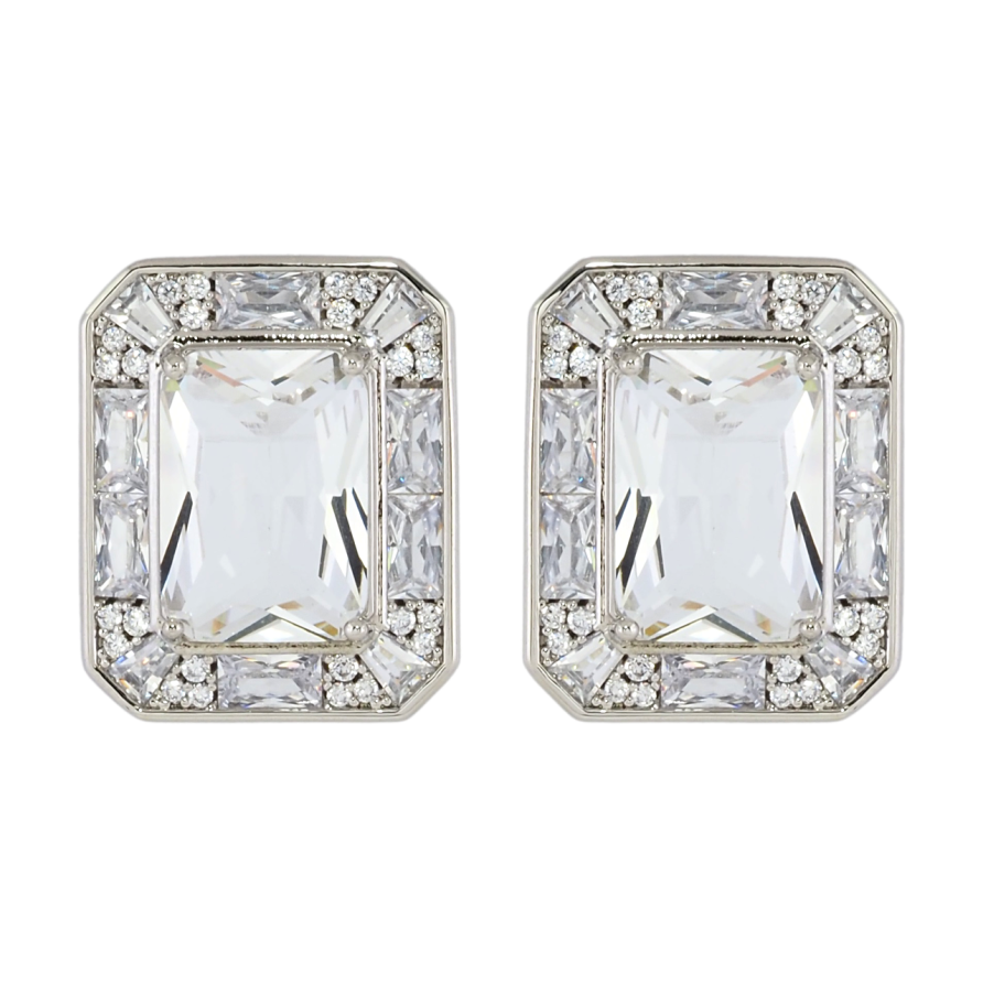 Серьги Xuping Родий пусеты Фианит в обрамлении циркония фото №1